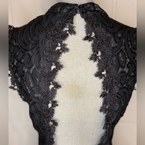 Alya Black Cocktail Dress Lace Overlay Size M - Picture 5 of 9
